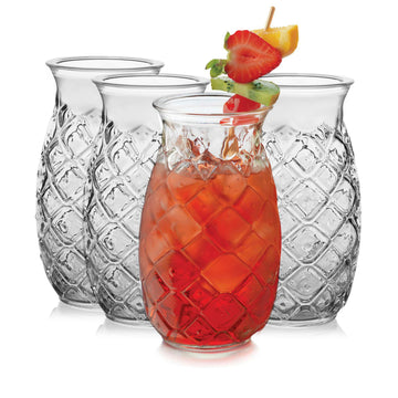 Tiki Pineapple Glasses Set of by Libbey – 17 Ounces, 17.0 fluid_ounces, Glass, Tiki Pineapple, Model 56880