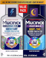 Mucinex Fast-Max Kickstart Severe Cold and Flu Medicine for Adults, Liquid Cold Medicine & Cough Medicine for Adults, Generic Expectorant Guaifenesin & Cough Suppressant Dextromethorphan, 2x6 fl oz