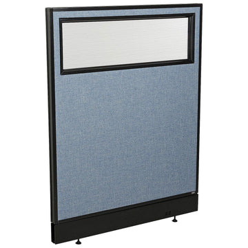 36-1/4"W x 46" H Office Partition Panel with Partial Window & Raceway by Global Industrial – Alloy Steel, Blue, Model 694754WNBL