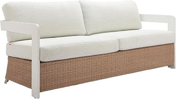 Zuo Gelo Sofa White & Brown, White Sofa, Modern Style, Patio Furniture, Outdoor Fabric, Seats up to 2, Aluminum, Outdoor Living, 72.6" W x 30.3" D x 32.5" H, Non-Stackable