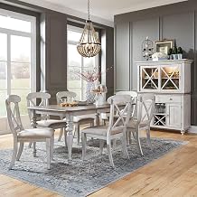 Liberty Furniture Ocean Isle 7 Piece Rectangular Table Dining Room Set Traditional - 6 X Back Side Chairs - Antique White & Weathered Pine