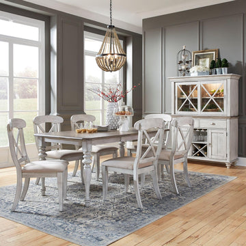 Liberty Furniture Ocean Isle 7 Piece Rectangular Table Dining Room Set Traditional - 6 X Back Side Chairs - Antique White & Weathered Pine by LIBERTY FURNITURE INDUSTRIES, INC. –