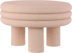 JONATHAN Y Rashida 13.5" Round Polyresin Accent Table, Pink Frosted