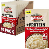 Idahoan Buttery Homestyle +Protein Mashed Potatoes, Naturally Gluten-Free, 100% Real Idaho Potatoes, 4 servings per bag, 4.6 ounce (Pack of 10)