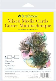 Strathmore 300 Series Mixed Media Cards, Full Size, 5x6.875 inches, 6 Cards & Envelopes - Custom Greeting Cards for Weddings, Events, Birthdays, Holidays