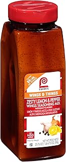 Lawry's Zesty Lemon & Pepper Wings Seasoning Mix, 20.75 oz - One 20.75 Ounce Container of Lemon Pepper Wing Seasoning Blend, Perfect on Fried Foods, Vegetables, Onion Rings and More