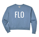 Womens Comfort Colors Crop Sweatshirt by Flo – Cotton Blend, Black, Model TCVR5DG3PWT