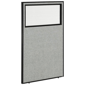36-1/4"W x 60" H Office Partition Panel with Partial Window by Global Industrial – Alloy Steel, Grey, Model 694659WGY