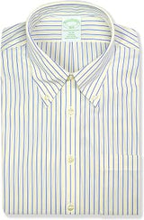 Brooks Brothers Mens Slim Fit All Cotton Mixed Stripes Pocket Dress Shirt,