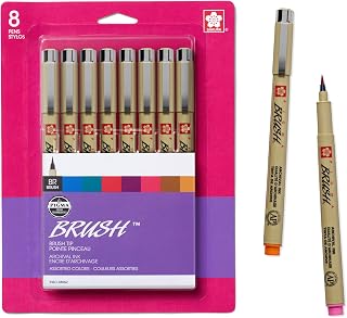 Sakura Archival Brush Pens, 8 Set, Colors may vary, 8 Piece