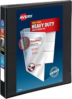 Avery Heavy-Duty View 3 Ring Binder, 1" One Touch Slant Rings, Holds 8.5" x 11" Paper, 1 Black Binder (05300) (Pack of 12)