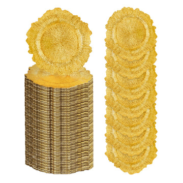 Osgevei Charger Plates, 13 Inch Round Plastic, 100 Gold