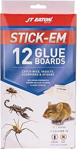 JT Eaton Stick-Em Mouse & Insect Glue Trap, Indoor, Case of 12