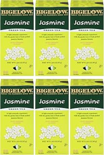 Bigelow Tea Bigelow Green Tea with Jasmine 28-Count Boxes (Pack of 6) Premium Bagged Jasmine Scented Green Tea Antioxidant-Rich All Natural Medium-Caffeine Tea in Individual Foil-Wrapped Bags