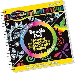 Melissa & Doug Scratch Art Doodle Pad with 16 Scratch-Art Boards and Wooden Stylus - FSC Certified