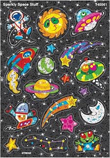 Trend Enterprises Trend Sparkly Space Stuff Sparkle Stickers, Classroom Incentives, 36 Count