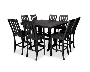 Vineyard 9-Piece Nautical Trestle Bar Set (Black) by Polywood – Onesize, Plastic, Black