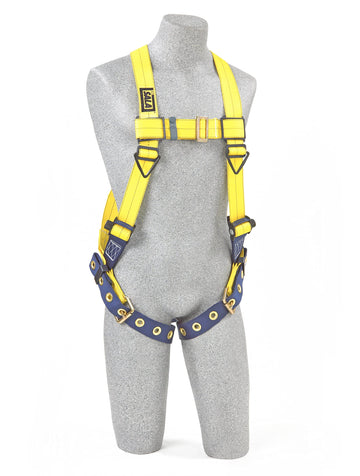 DBI-SALA,Delta Full Body Harness, Back D-Ring, Tongue Buckle Leg Straps, 2X-Large, Yellow/Navy by 3M – Double Extra Large, Nylon, Navy/Yellow, Model 1101253