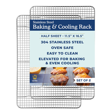 Ultra Cuisine Cooling Rack Set, Stainless Steel, 11.5 x 16.5 Inch, 2 Pack