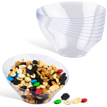 6oz Clear Plastic Serving Bowls (8 Pack) Small Disposable Candy Dishes by Stock Your Home – 6 oz, 6.0 ounces, Plastic, Clear, Pack of 8