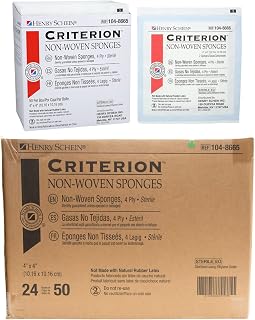Henry Schein Criterion 4x4” Non-Woven Sponge- Rayon/Polyester Blend, 4-Ply, Sterile- Total 1200 Counts, 24 Packs/CS, 50/Pack