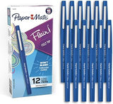 Paper Mate Flair Felt Tip Pens, Medium Point (0.7mm), Blue, 12 Count - Teacher Supplies, Arts & Crafts, Back to School
