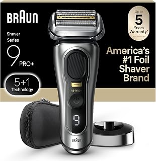 Braun Series 9 PRO+ Electric Razor for Men, 5 Pro Shave Elements & Precision Long Hair Trimmer, 6in1 SmartCare Center, Wet & Dry Electric Shaver for Smooth Skin with 60min Battery Runtime, 9517s