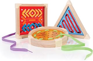 Guidecraft Geo Shape Lacing, Manipulative Preschool Toy, Educational Threading Set for Toddlers