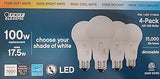Feit Electric White 17.5W LED Bulb 1600 Lumens,1 Count (Pack of 4)