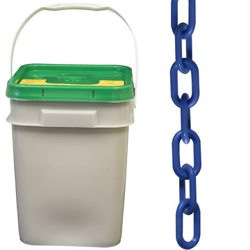 Plastic Barrier Chain Pail by Mr. Chain – 300 Feet, Plastic, Blue, Model 30006-P