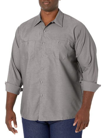 Long Sleeve Industrial Solid Work Shirt Light Grey Small - 5 Pack by Red Kap – Light Grey, Pack of 5, Model SP14