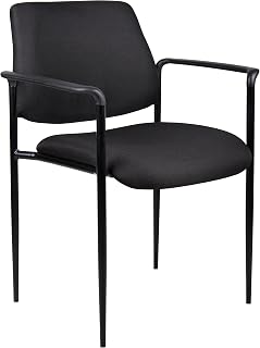 Boss Office Products Square Back Fabric Dimond Stacking Chair with Arms in Black, 250 (B9503-BK)