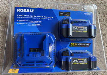 Kobalt 24-V 2-Pack Lithium-ion 4 Ah Battery and Charger by SCOVEE – Black, Pack of 2, Model KBC 2424-03