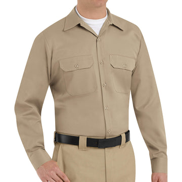 Men's Utility Uniform Shirt by Red Kap – Cotton Blend, Khaki, Model ST52KH RG 4XL