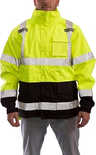 TINGLEY Icon J24122 High Visibility Jacket With Attached Hood, Extra-Large, Fluorescent Yellow-Green/Black