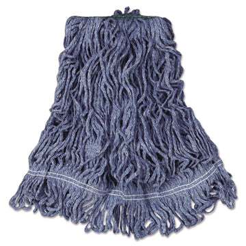Rubbermaid Commercial D212BLU Super Stitch Blend Mop Head, Medium, Cotton/Synthetic, Blue, 6/Carton