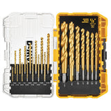 Drill Bit Set by DEWALT – One Size, Titanium Nitride Coated, Yellow Titanium Pilot Point Drill Bit Set, Model DW1361