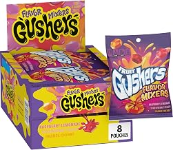 Gushers Flavor Mixers Fruit Snacks, 8 ct | Strawberry Peach, Orange Cherry & Raspberry Lemonade Flavors, Gluten Free, Gelatin Free, Good Source of Vitamin C