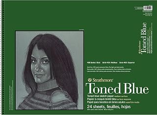 Strathmore 400 Series Sketch Pad, Toned Blue, 18x24 inch, 24 Sheets - Artist Sketchbook for Drawing, Illustration, Art Class Students