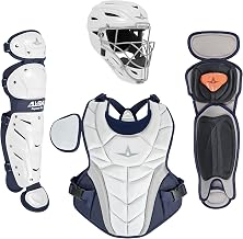 All-Star Empress Fastpitch Black/White Catcher’s Set Female Softball Gear Kit with Helmet, Chest Protector & Leg Guards Sizes Small and Medium