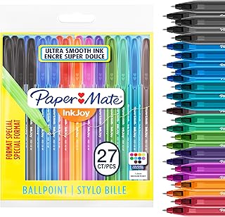 Paper Mate InkJoy 100ST Ballpoint Pens, Medium Point (1.0 mm), Assorted Fun Colours, 27 Count