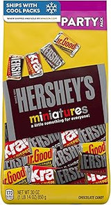 HERSHEY'S Miniatures Assorted Chocolate Candy Variety Pack, 30 oz | Assorted Milk Chocolate, Special Dark Chocolate, Krackel and Mr. Goodbar Miniatures, Individually Wrapped for Sharing, 30 oz