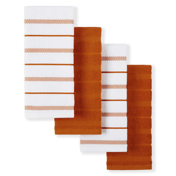 KitchenAid Albany Kitchen Towels, 4 Pack, Honey Orange Stripe, 16 x 26 Inches
