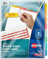 Avery Index Maker Clear Label Dividers, 8-Tab, Multicolor, 1 Set