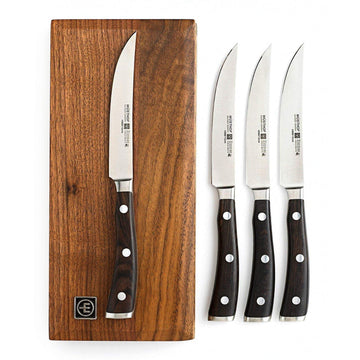 Wusthof Ikon 4-Piece Steak Set by Wüsthof – 4 Piece, High Carbon Stainless Steel, Brown, Pack of 5, Model 9706-1