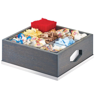 9 Section Condiment Holder by CAL-MIL – Oak,Metal, Model 3809-83