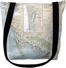 Betsy Drake TY11429NA-MIM 16 x 16 in. Naples Bay & Marco Island Florida Nautical Map Tote Bag - Medium Black