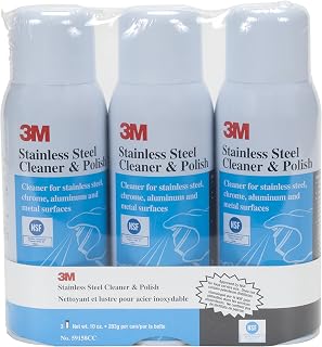 3M Stainless Steel Cleaner and Polish, 10 oz. Cans, 3 Pack | Foam, Chrome, Laminated Plastic, Aluminum, Appliances, Fridge, Exhaust Range Hood, Dishwasher, Sink