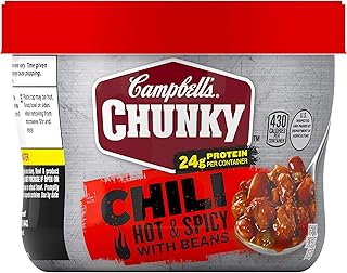 Campbell's Chunky Hot & Spicy Beef & Bean Firehouse Chili Microwavable Bowl, 15.25 oz.