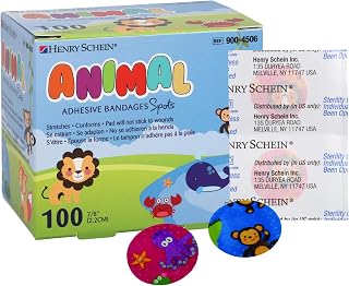 Henry Schein Kids Animal Print Spot Adhesive Bandage, 7/8", Sterile, 100 Ct